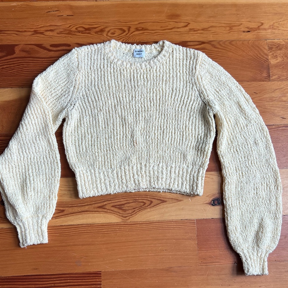 Pastel yellow Sunday Best Aritzia knit sweater